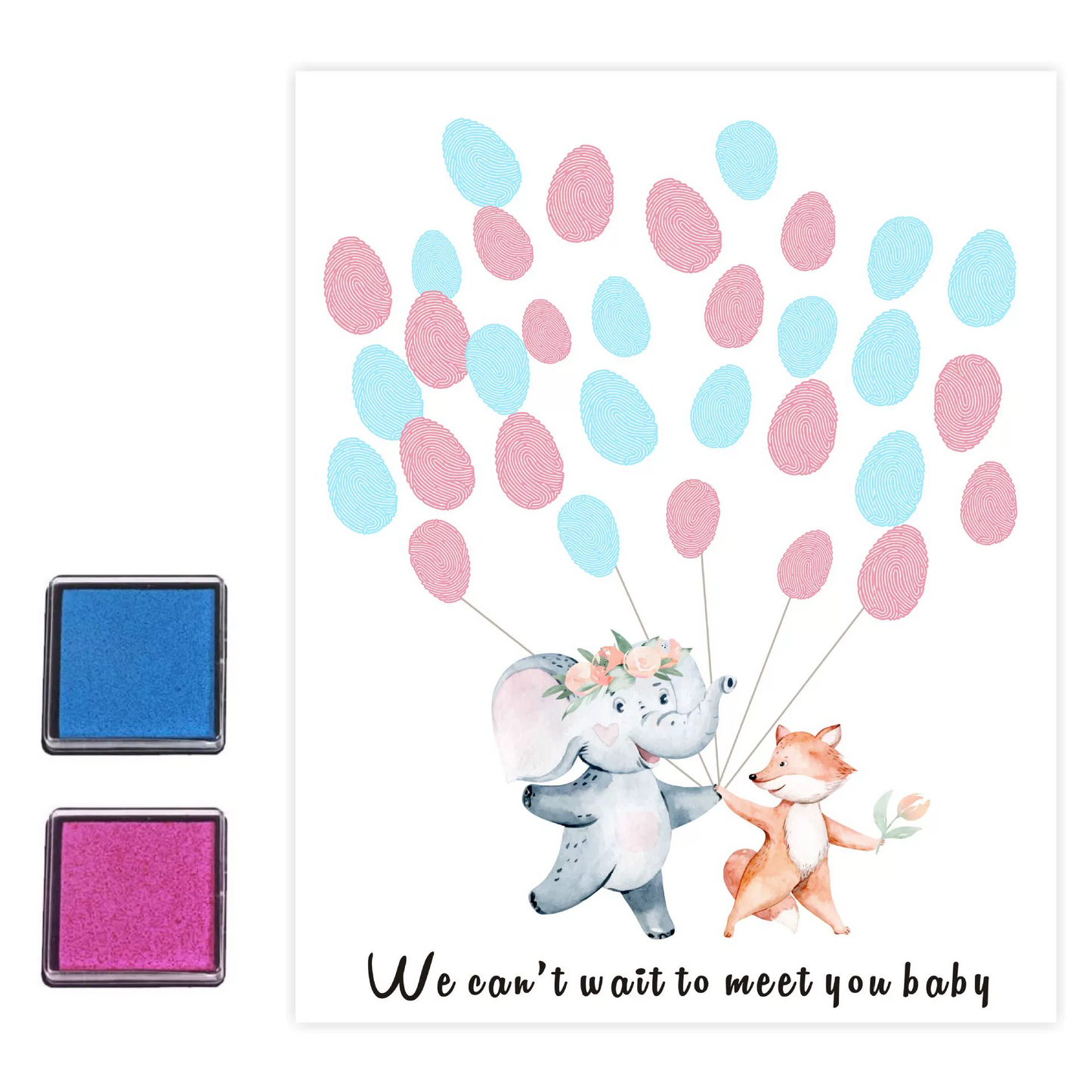 Gender Reveal Party Fingerprint Tree Sign, a Baby Shower Guest Book, Woodland Baby Shower Guest Book