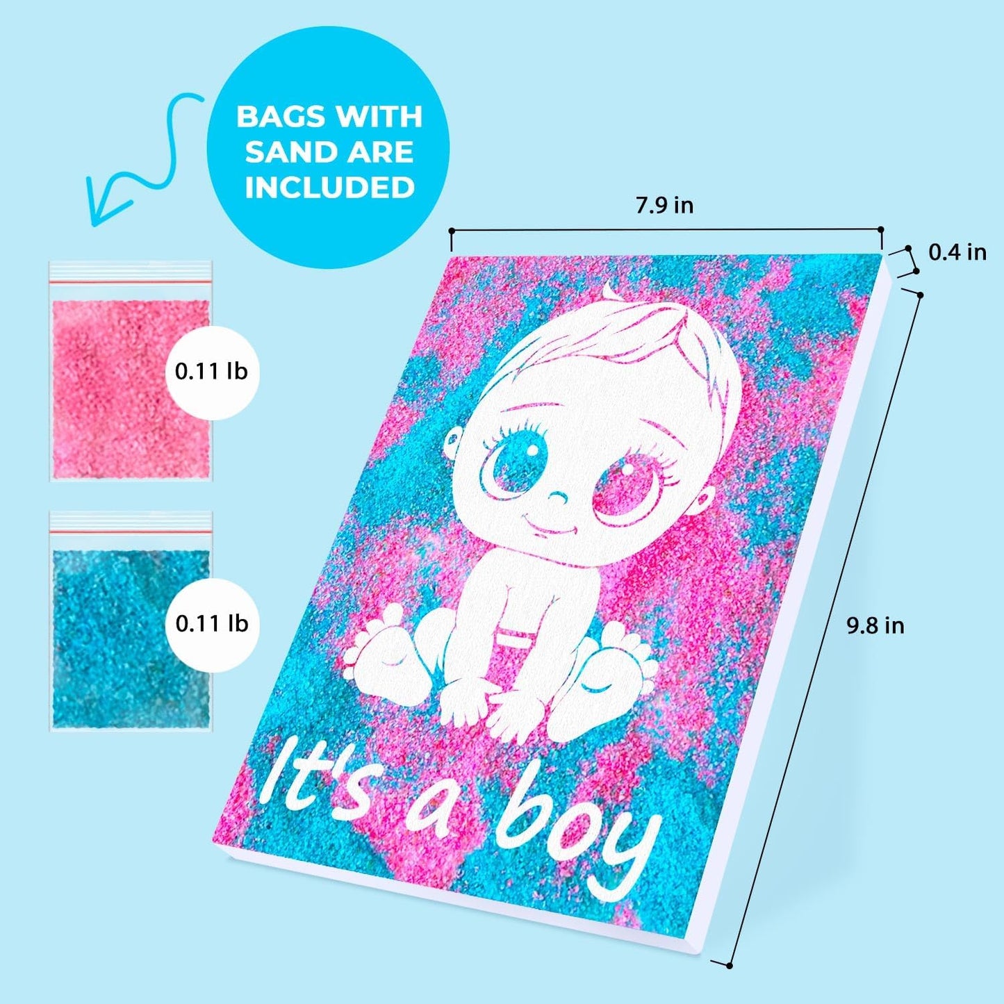 Gender Reveal Exposuring Art Canvas Kit 7.9x9.8 inch