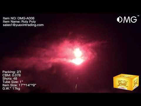 OMG-A008 Roly Poly de 48 disparos, 500 gramos, pasteles, fuegos artificiales