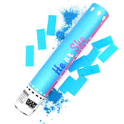 He or She Gender Reveal Party Cannon Filled with Colorful Confetti & Powder (Customizable)