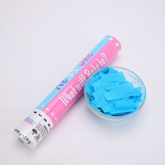 He or She Gender Reveal Party Cannon Filled with Colorful Confetti & Powder (Customizable)