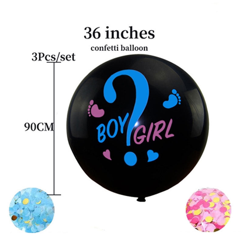 36-Inch Black Custom Gender Reveal Balloon - Boy or Girl - Baby Shower Party Decor