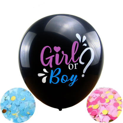 36-Inch Black Custom Gender Reveal Balloon - Boy or Girl - Baby Shower Party Decor