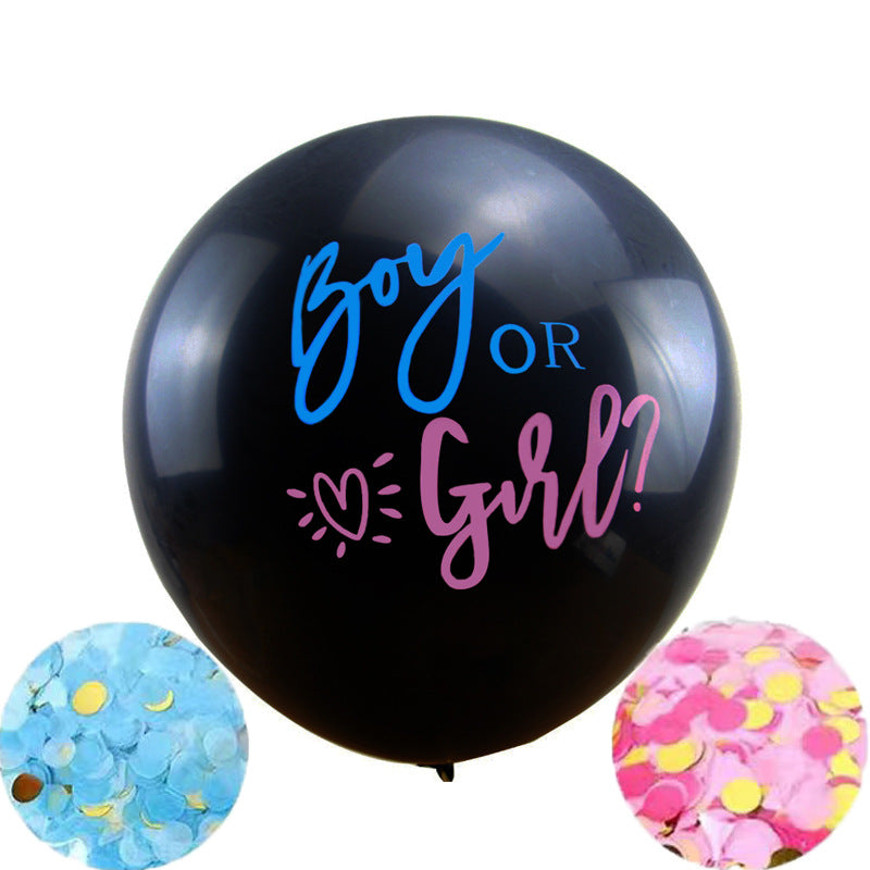 36-Inch Black Custom Gender Reveal Balloon - Boy or Girl - Baby Shower Party Decor