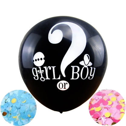 36-Inch Black Custom Gender Reveal Balloon - Boy or Girl - Baby Shower Party Decor