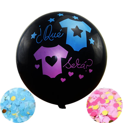 36-Inch Black Custom Gender Reveal Balloon - Boy or Girl - Baby Shower Party Decor