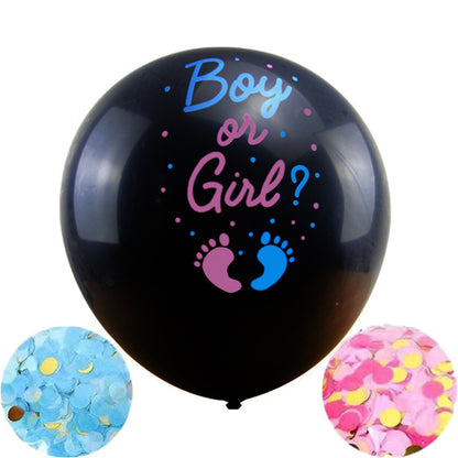 36-Inch Black Custom Gender Reveal Balloon - Boy or Girl - Baby Shower Party Decor