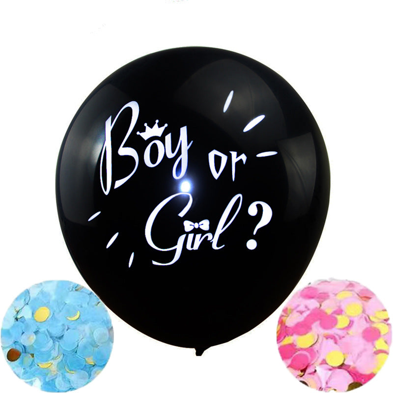 36-Inch Black Custom Gender Reveal Balloon - Boy or Girl - Baby Shower Party Decor