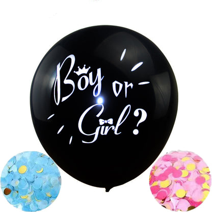 36-Inch Black Custom Gender Reveal Balloon - Boy or Girl - Baby Shower Party Decor