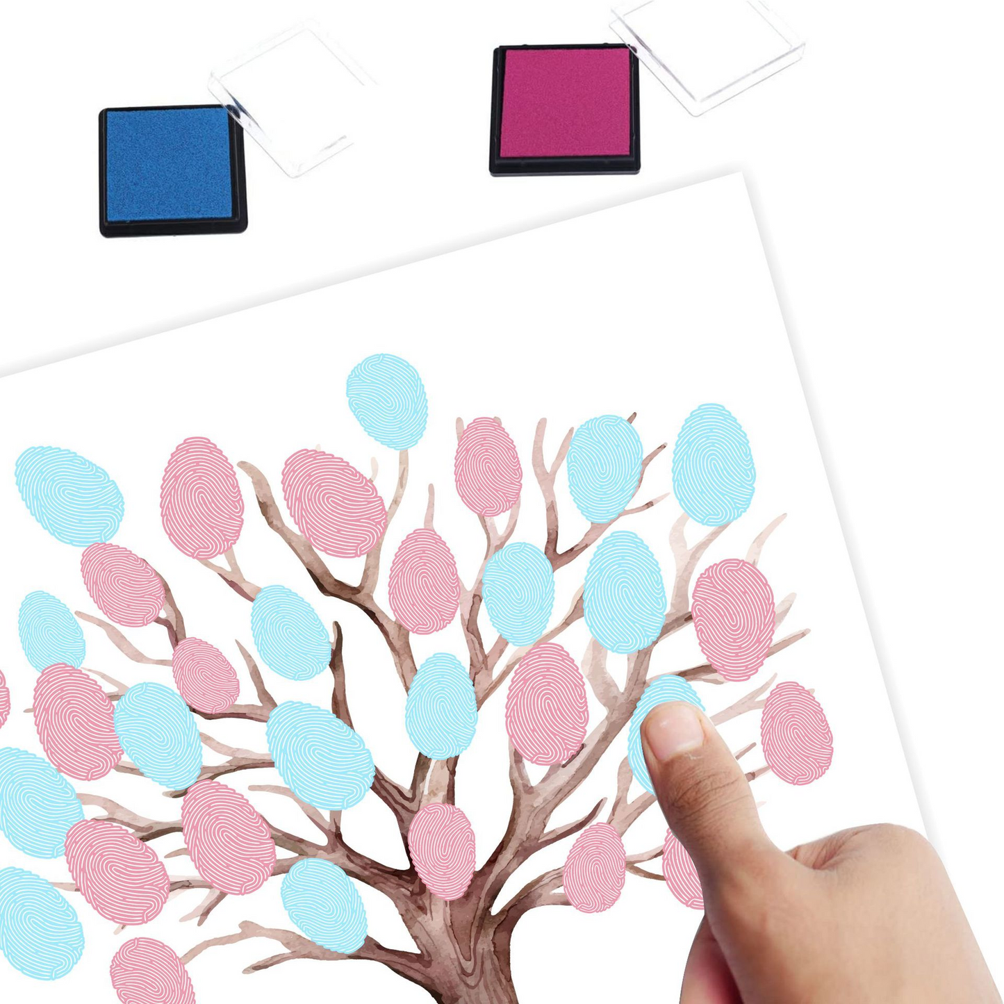 Gender Reveal Party Fingerprint Tree Sign, a Baby Shower Guest Book, Woodland Baby Shower Guest Book