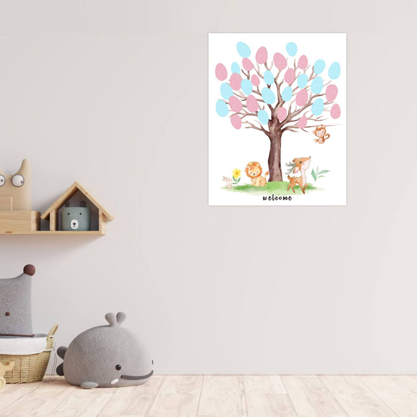 Gender Reveal Party Fingerprint Tree Sign, a Baby Shower Guest Book, Woodland Baby Shower Guest Book