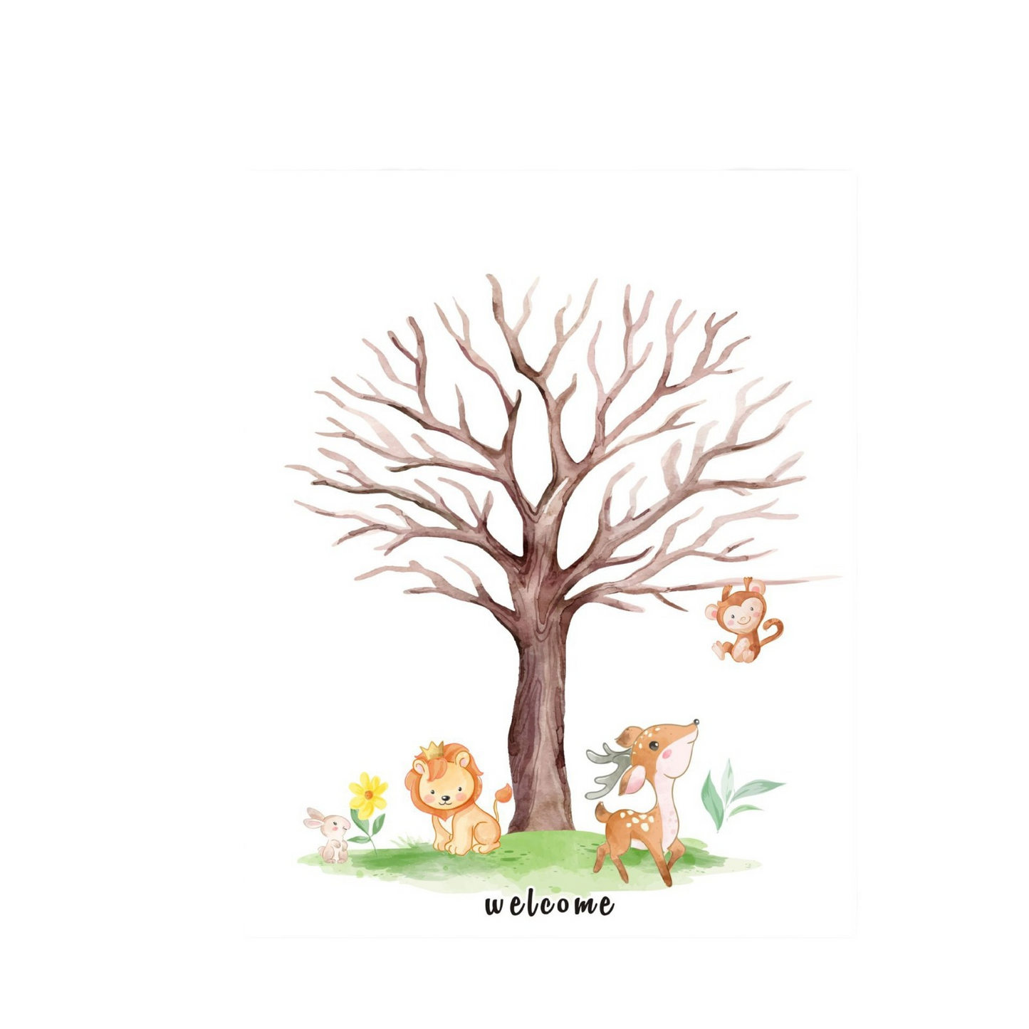 Gender Reveal Party Fingerprint Tree Sign, a Baby Shower Guest Book, Woodland Baby Shower Guest Book