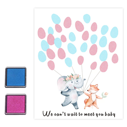 Gender Reveal Party Fingerprint Tree Sign, a Baby Shower Guest Book, Woodland Baby Shower Guest Book