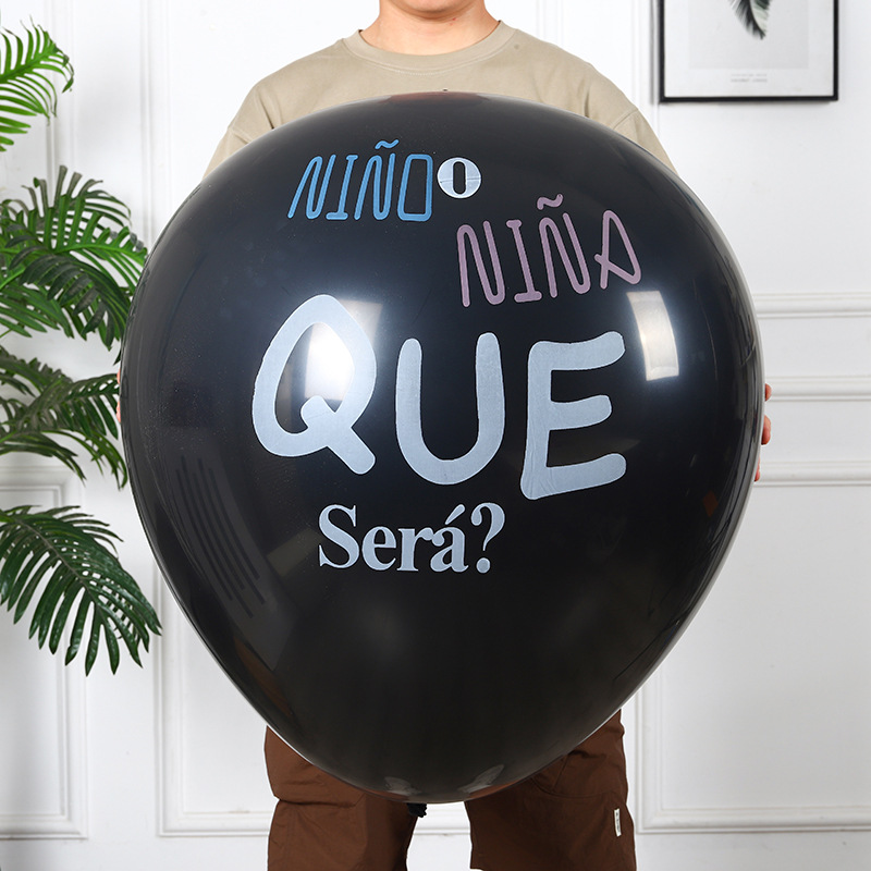36-Inch Black Custom Gender Reveal Balloon - Boy or Girl - Baby Shower Party Decor