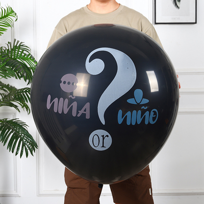 36-Inch Black Custom Gender Reveal Balloon - Boy or Girl - Baby Shower Party Decor