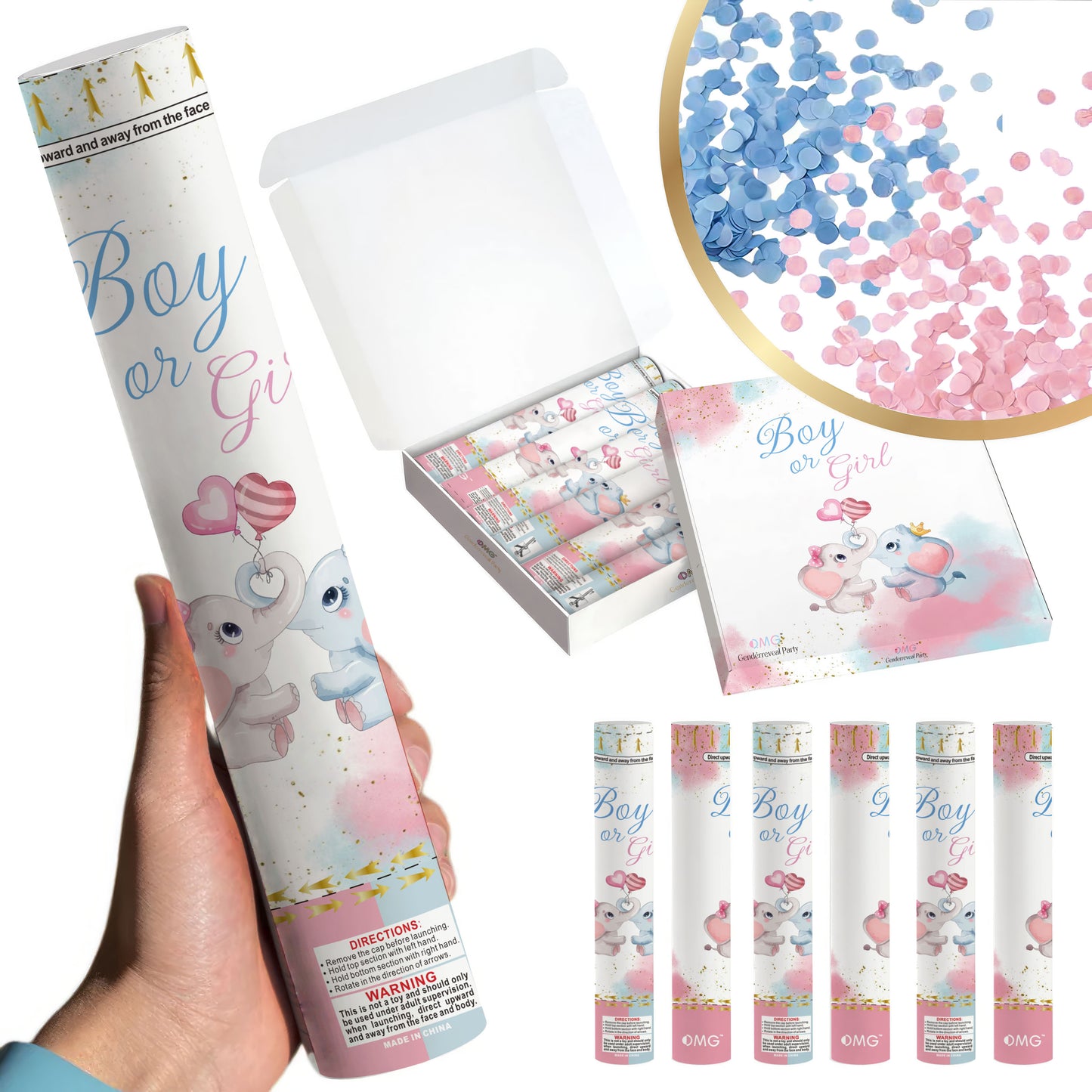 Non-Toxic Gender Reveal Popper - Safe for Indoor/Outdoor GRA0027