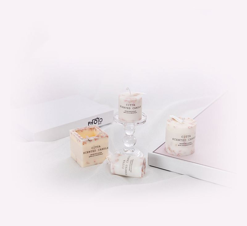 NC0002 Fragancia para interiores decorativa de cera de soja cuadrada cilíndrica al por mayor, tarro de vela de mármol con aroma a aire fresco