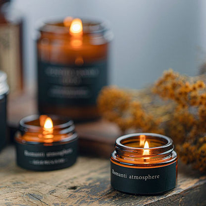 NC0012 New Soy Wax Aromatherapy Candle Jars Glass Jars for Candles Fresh Air Plant Wax Floral Small Brown Green Bottle Candle Jar