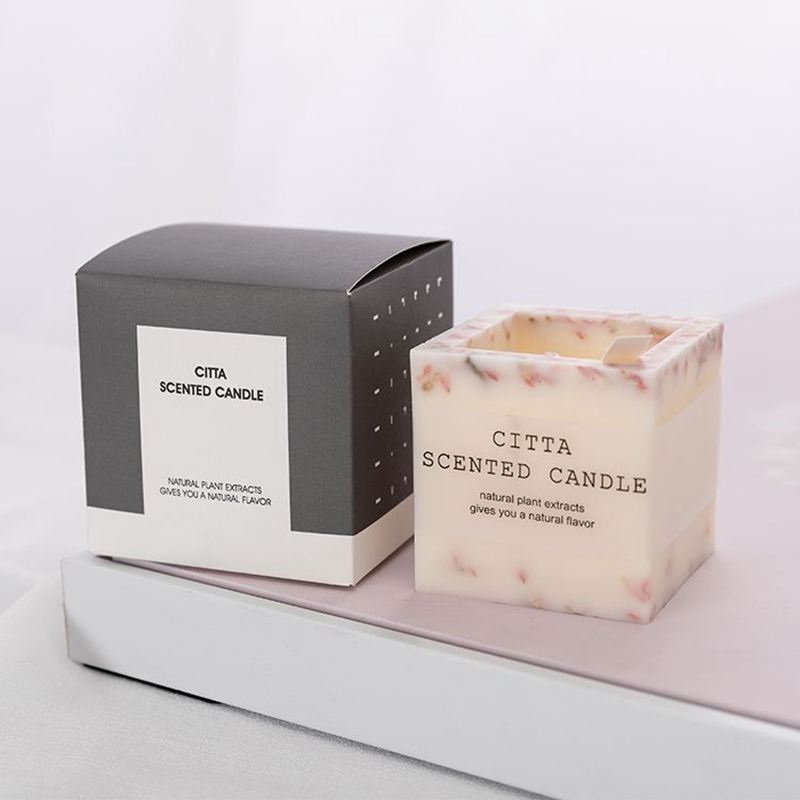 NC0002 Fragancia para interiores decorativa de cera de soja cuadrada cilíndrica al por mayor, tarro de vela de mármol con aroma a aire fresco