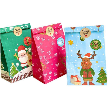 NP0002 52 pcs Christmas DIY Countdown Calendar Kraft Paper Bag Party Candy Bag Amazon Wholesale