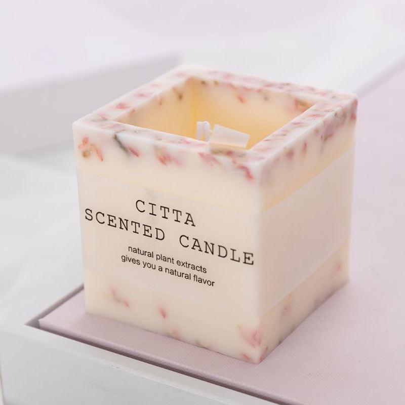 NC0002 Fragancia para interiores decorativa de cera de soja cuadrada cilíndrica al por mayor, tarro de vela de mármol con aroma a aire fresco