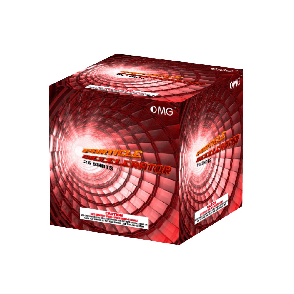 OMG-B020 Acelerador de partículas de 25 disparos, 200 gramos, pasteles, fuegos artificiales