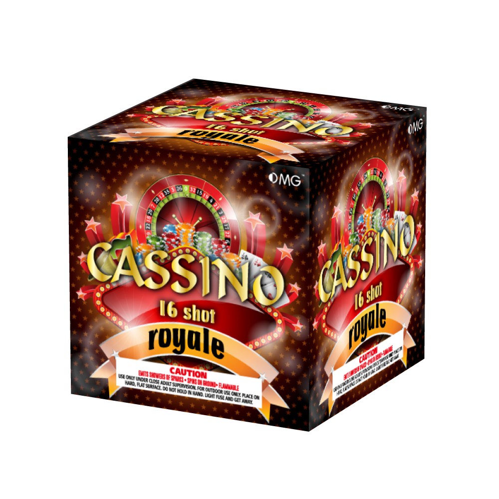 OMG-B023 Cassino Royale de 16 disparos, 200 gramos, pasteles, fuegos artificiales