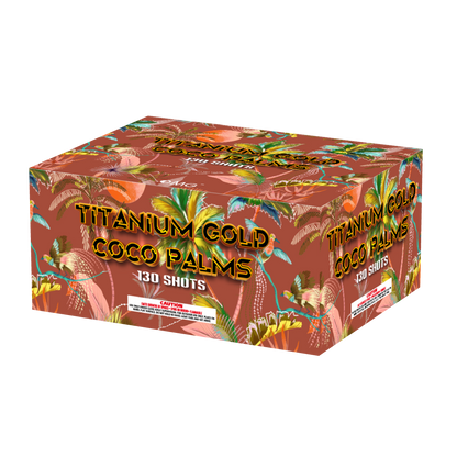 OMG Nuevo diseño EUO220 130 disparos TITANIO ORO PALMAS DE COCO Tortas Fuegos artificiales