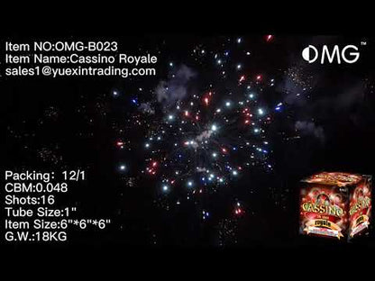 OMG-B023 Cassino Royale de 16 disparos, 200 gramos, pasteles, fuegos artificiales