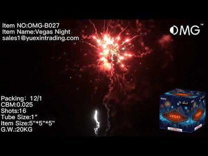 OMG-B027 Tortas de fuegos artificiales de 200 gramos con forma de noche de Las Vegas de 16 disparos